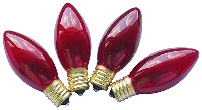 19252 C9 Replacement Bulb, 7w, Intermediate Base, Transparent Red, 25 Pk