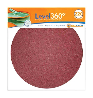 Full Circle SD220-5 Sanding Disc, 8-7/8 in, 220 Grit, Hook and Loop, 5-Pack