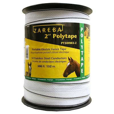 2 In. Wide 500 Ft. White Polytape With 14-strand Stainless Steel Conductor