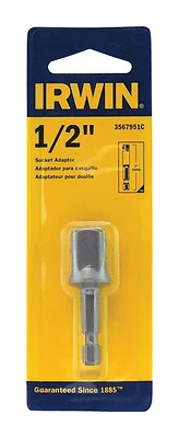 Irwin IWAF26212 Socket Adapter, 1/2 In. Drive, 2 In. L, Ball Retention