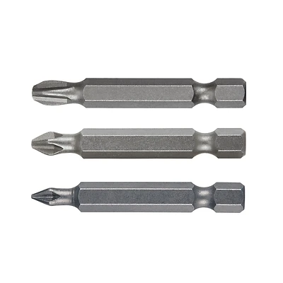 Phillips Power Bit Set S2 Tool Steel 2 In. Length 3 Piece