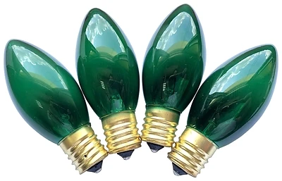 Christmas C9 Transparent Replacement Bulb, Green, 7 Watt, Model 19255