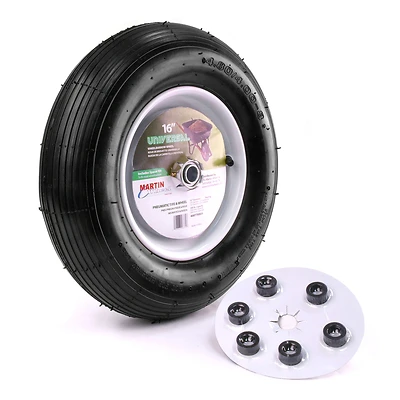 Martin Wheel 408TTRIB31 Wheelbarrow Wheel, 16 In., 480/400-8, Ball Bearing