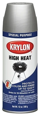 Krylon K01407777 High Heat Aluminum Spray Paint, 1200°F, 12 Oz