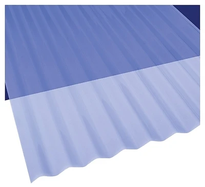 Sun N' Rain 26 Inch X 8 Feet Clear Blue Pvc Corrugated Roofing Panel