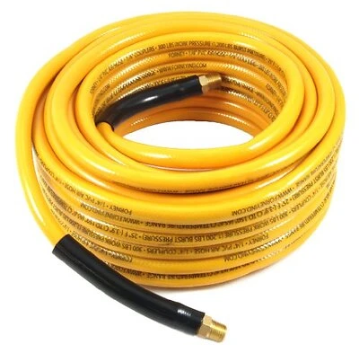75411 Yellow Pvc Air Hose 3/8 Inch By 50 Feet With 1/4 Inch Male Npt Fittings
