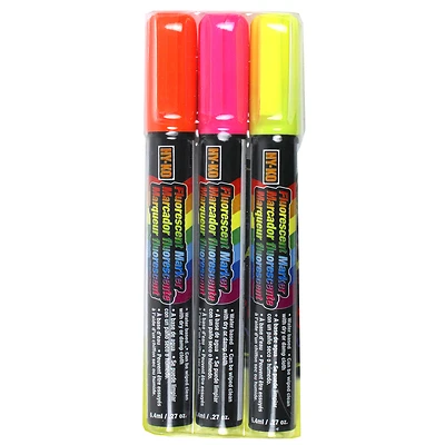 Hy-ko Neon Color Broad Tip Glass Marker Set - Orange, Pink, Yellow, 3 Pk, Model 40618