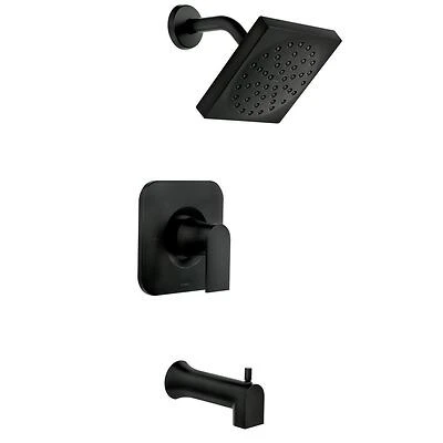 Moen 82760BL Genta 1-Handle Matte Black Tub and Shower Faucet with Valve