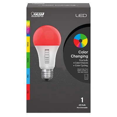 Feit Electric A19RGBY6WY/LEDI LED Party Bulb, Multi-Color, 4.5W, E26 Base