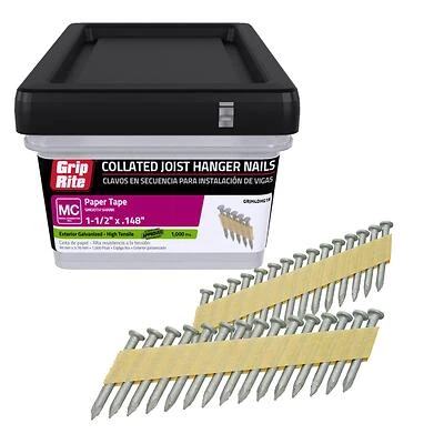 Grip-Rite 2006662 1.5 in. Paper Strip Joist Hanger Nails 33 deg Smooth Shank - Pack of 1000