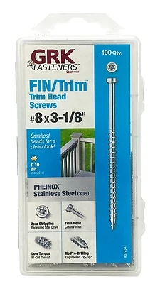 No. 8 X 3-1/8 In. L Star Trim Screws 100 Pk, Stainless Steel, W-cut