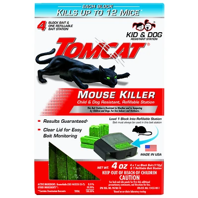Tomcat 0371710 Refillable Mouse Bait Station, Plastic, 4 Blocks