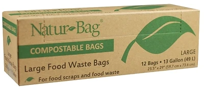 Natur-Bag NT1075-RTL-00007 Compostable Trash Bag, 13 Gallon, 12-Count