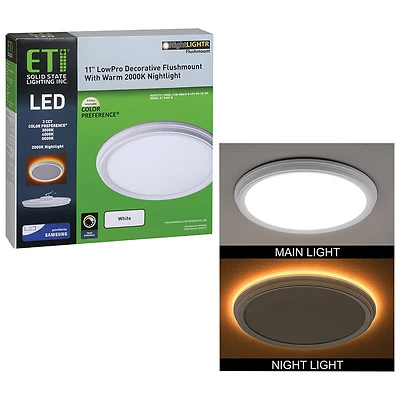 Nightlightr 1.7 In. H X 11 In. W X 11 In. L White Led Ceiling Light Fixture