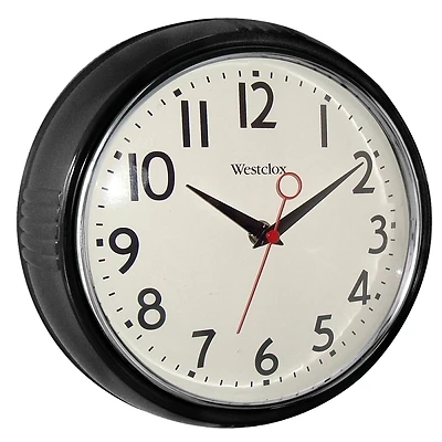 Westclox 32042BK Wall Clock, Analog, 9.75 In., Black Plastic
