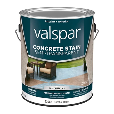Valspar 024.0082062.007 Semi-Transparent Tintable Base 4 Concrete Stain, 1 Gallon