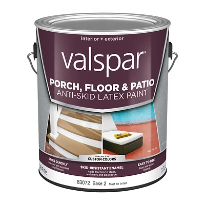 Valspar 009.0083072.007 Clear Base 2 Anti-Skid Porch and Floor Paint, 1 Gallon