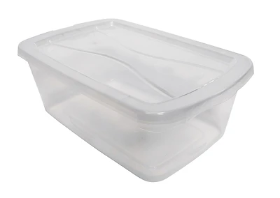 Rmcc060005 6 Qt Stackable Clear Plastic Storage Tote, 12 Pk, 13-3/8 X 8-3/8 X 4-3/4 In
