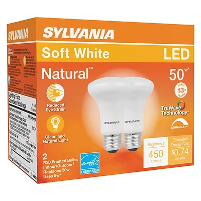 R20 E26 Led Floodlight Bulb Soft White 50w Equivalent 2 Pk With Truwave Technology