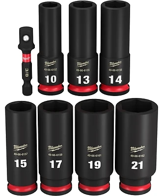 Milwaukee 49-66-7021 3/8 In. Drive Metric Deep 6 Point Socket Set, 8 Pieces