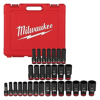 Shockwave 1/2 In. Drive Metric/sae 6 Point Deep Socket Set 29 Pieces