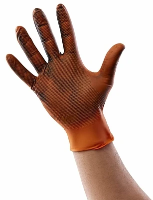 Steel Maximum Grip Nitrile Gloves, Hi-vis Orange, 8 Mil Thick, 50 Pk, One Size