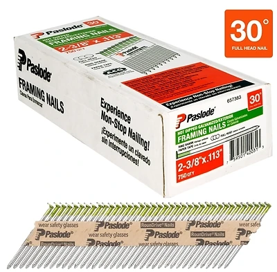 2-3/8 In. X 0.113 Full Round Head Galvanized Steel Framing Nails 750 Pk
