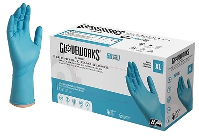 Gloveplus Heavy Duty Nitrile Disposable Gloves Xl Blue 50 Pk, 12 In, 8 Mil, Powder Free