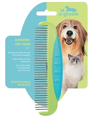 U-Groom US1348 11 Rotating Pin Dog Comb, 5.5 In.