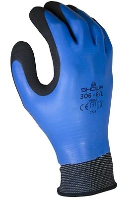 Unisex Indoor/outdoor Rubber Coated Work Gloves Black/blue Size Large