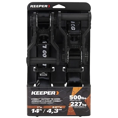 Keeper Combat 85454 Tie Down w/Extreme Webbing, 1 In. x 14 Ft., 2-Pk.