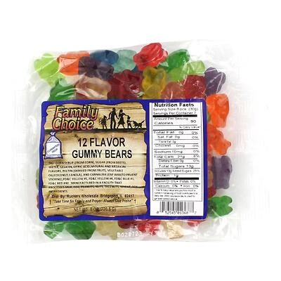 Assorted Gummy Bears 8 Oz - Pack Of 12, 12 Flavors, Model 1368