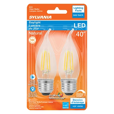 Natural B10 E26 Led Bulb Daylight 40w Equivalent Dimmable 2 Pk