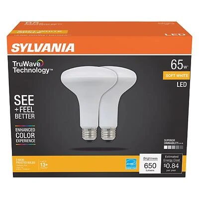 Sylvania BR30 LED Floodlight Bulb, 65W Equiv, Dimmable, 2700K, 2-Pack