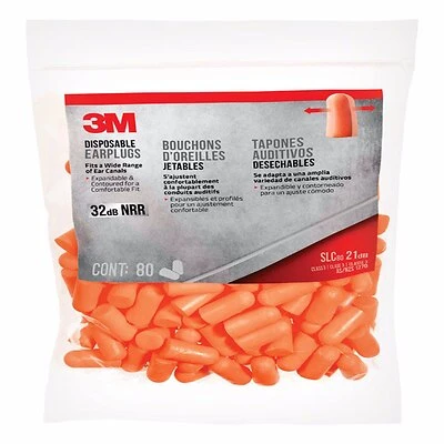 3M 92800-80-6DC Foam Ear Plugs, 21 dB NRR, Orange, 80-Pack