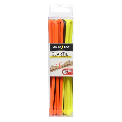 Nite Ize GTPP12-A1-R8 Gear Tie ProPack 12 In. Twist Ties, Assorted, 12-Pack