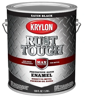 Rust Tough Oil-based Satin Rust Control Enamel, Black, 1 Gallon, K09733008