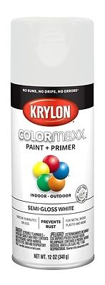 COLORmaxx Spray Paint + Primer, Semi-Gloss White, 12-oz.