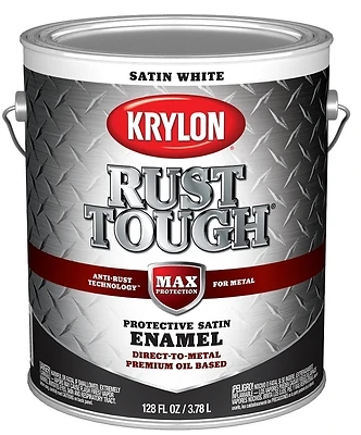 Rust Tough Oil-based Satin Rust Control Enamel, White, 1 Gallon, K09732008