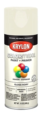 COLORmaxx Spray Paint + Primer, Gloss Ivory, 12-oz.