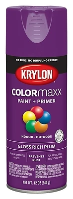 COLORmaxx Spray Paint + Primer, Gloss Rich Plum, 12-oz.