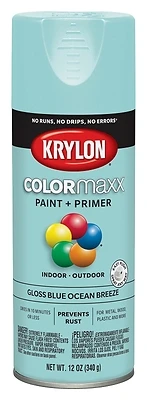 COLORmaxx Spray Paint + Primer, Gloss Blue Ocean Breeze, 12-oz.