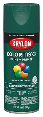 COLORmaxx Spray Paint + Primer, Satin Hunter Green, 12-oz.