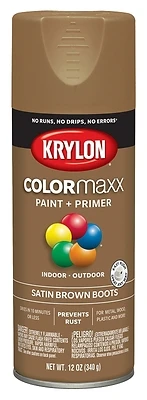 COLORmaxx Spray Paint + Primer, Satin Brown Boots, 12-oz.