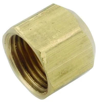 Brass Flare Space Heater Cap, 3/8 In. x 9/16-24 Fine Thread