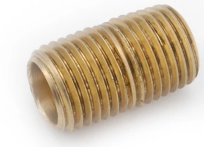Pipe Fitting, Yellow Brass Nipple, Lead Free, 1/4 In. x Close