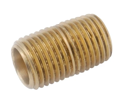 Pipe Fitting, Yellow Brass Nipple, Lead Free, 1/2 In. x Close