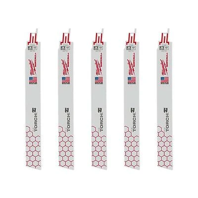Milwaukee 9 in. 18 TPI Torch Medium Metal Cutting SAWZALL Reciprocating Saw Blades (5-Pack)