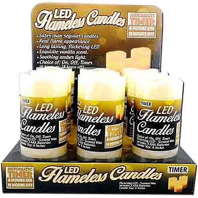 Shawshank Blazing LEDz Yellow Vanilla Scent LED Flameless Pillar Candle 6 in. H