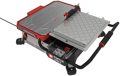 Pce980 7-inch Table Top Wet Tile Saw With Sliding Cutting Cart